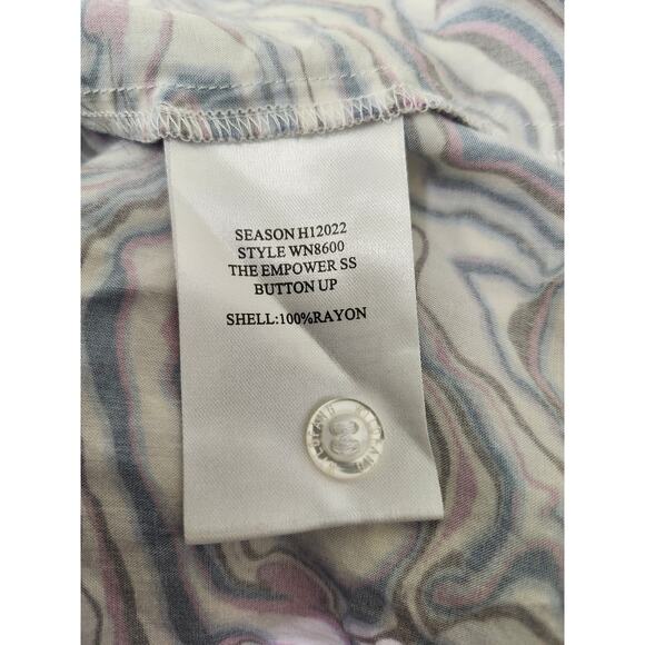 WildFang The Empower Short Sleeve Button Up Shirt Unisex Large Swirl Print - Picture 5 of 7